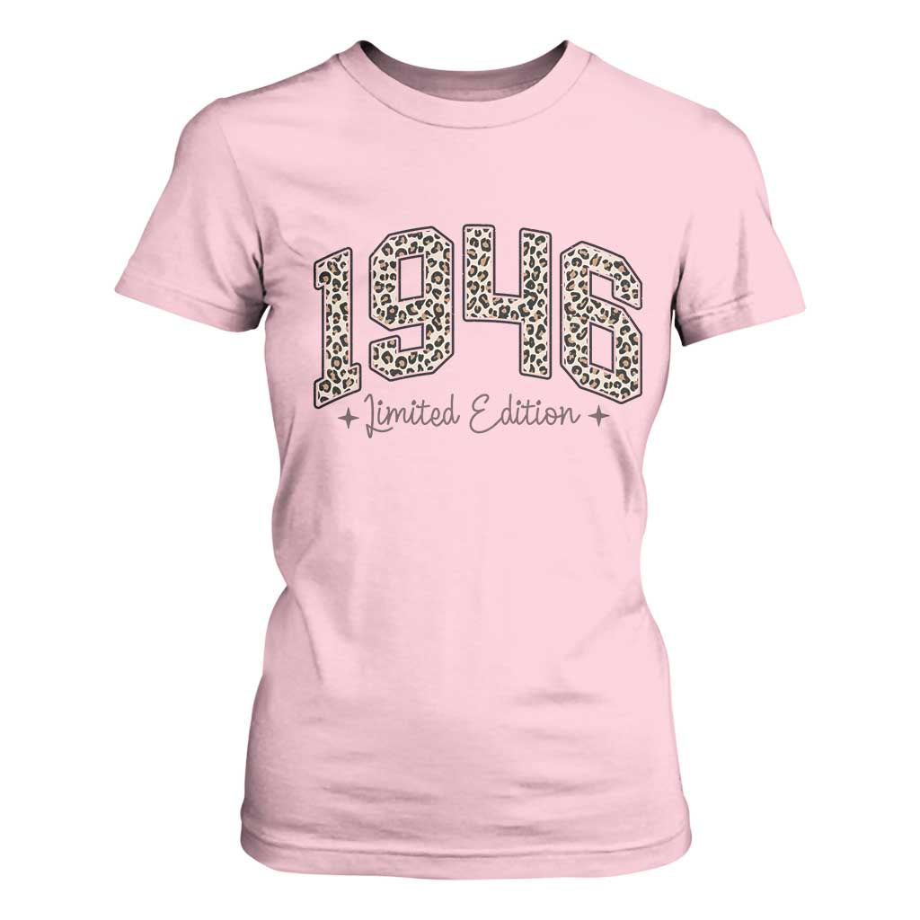 1946 Retro Birthday T Shirt For Women 80 Year Old Leopard 80th Birthday Gifts For Women TS10 Light Pink Print Your Wear