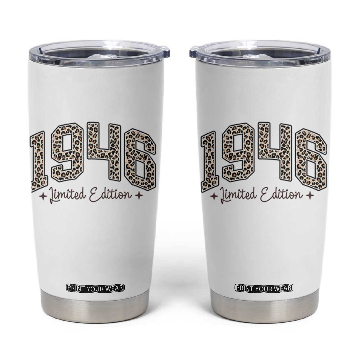 1946 Retro Birthday Tumbler Cup 80 Year Old Leopard 80th Birthday Gifts For Women TS10 White Print Your Wear