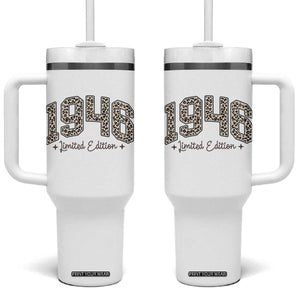 1946 Retro Birthday Tumbler With Handle 80 Year Old Leopard 80th Birthday Gifts For Women TS10 One Size: 40 oz White Print Your Wear
