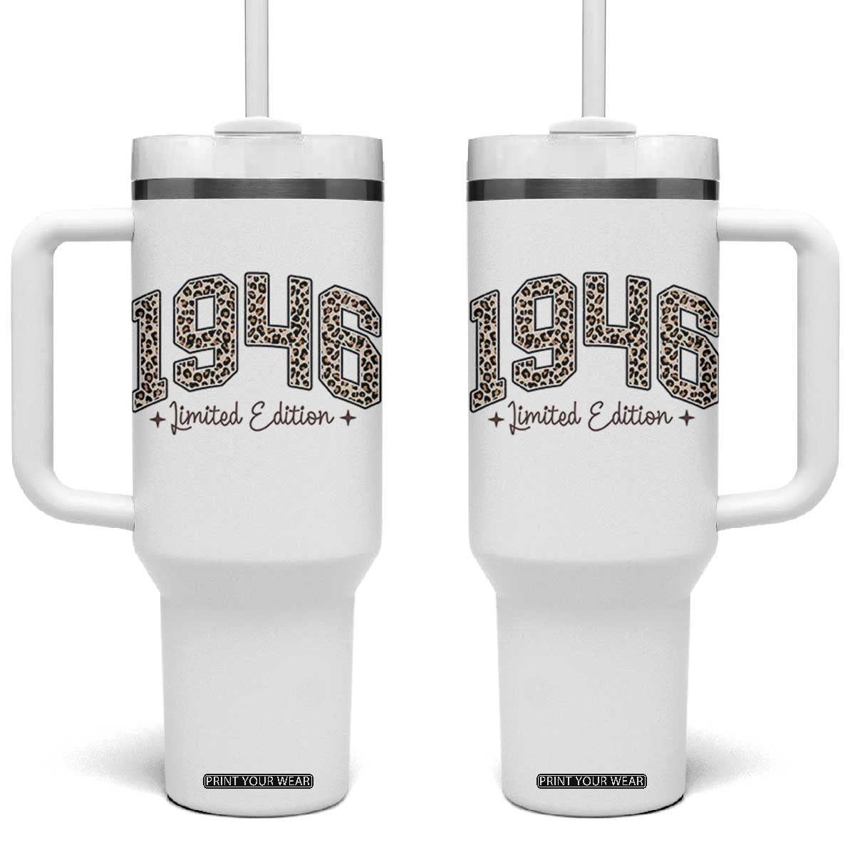1946 Retro Birthday Tumbler With Handle 80 Year Old Leopard 80th Birthday Gifts For Women TS10 One Size: 40 oz White Print Your Wear