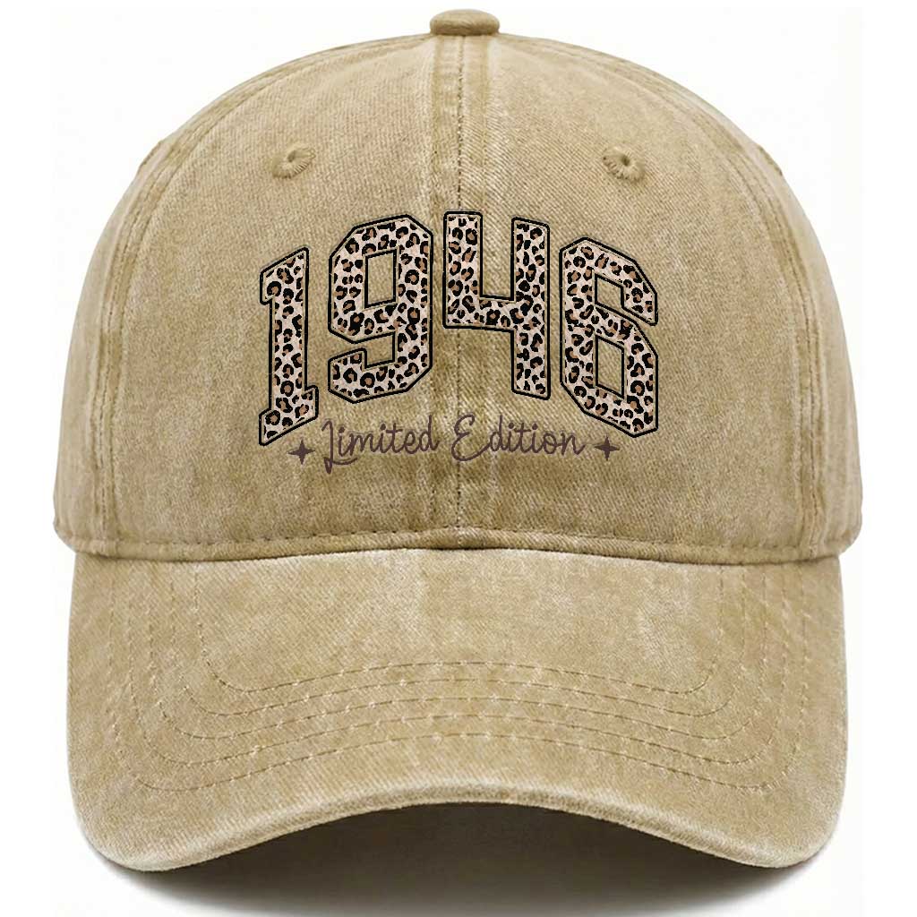 1946 Retro Birthday Washed Cotton Baseball Cap 80 Year Old Leopard 80th Birthday Gifts For Women TS10 Print Your Wear