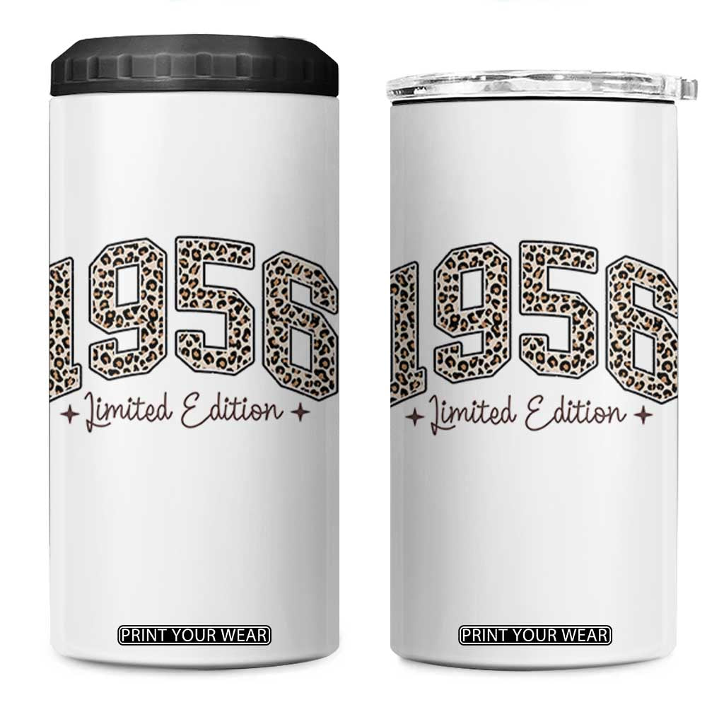 1956 Retro Birthday 4 in 1 Can Cooler Tumbler 70 Year Old Leopard 70th Birthday Gifts For Women TS10 One Size: 16 oz White Print Your Wear