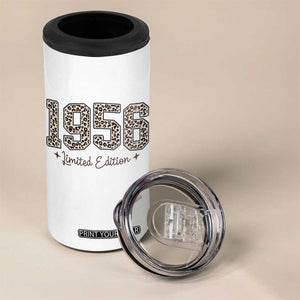 1956 Retro Birthday 4 in 1 Can Cooler Tumbler 70 Year Old Leopard 70th Birthday Gifts For Women TS10 Print Your Wear