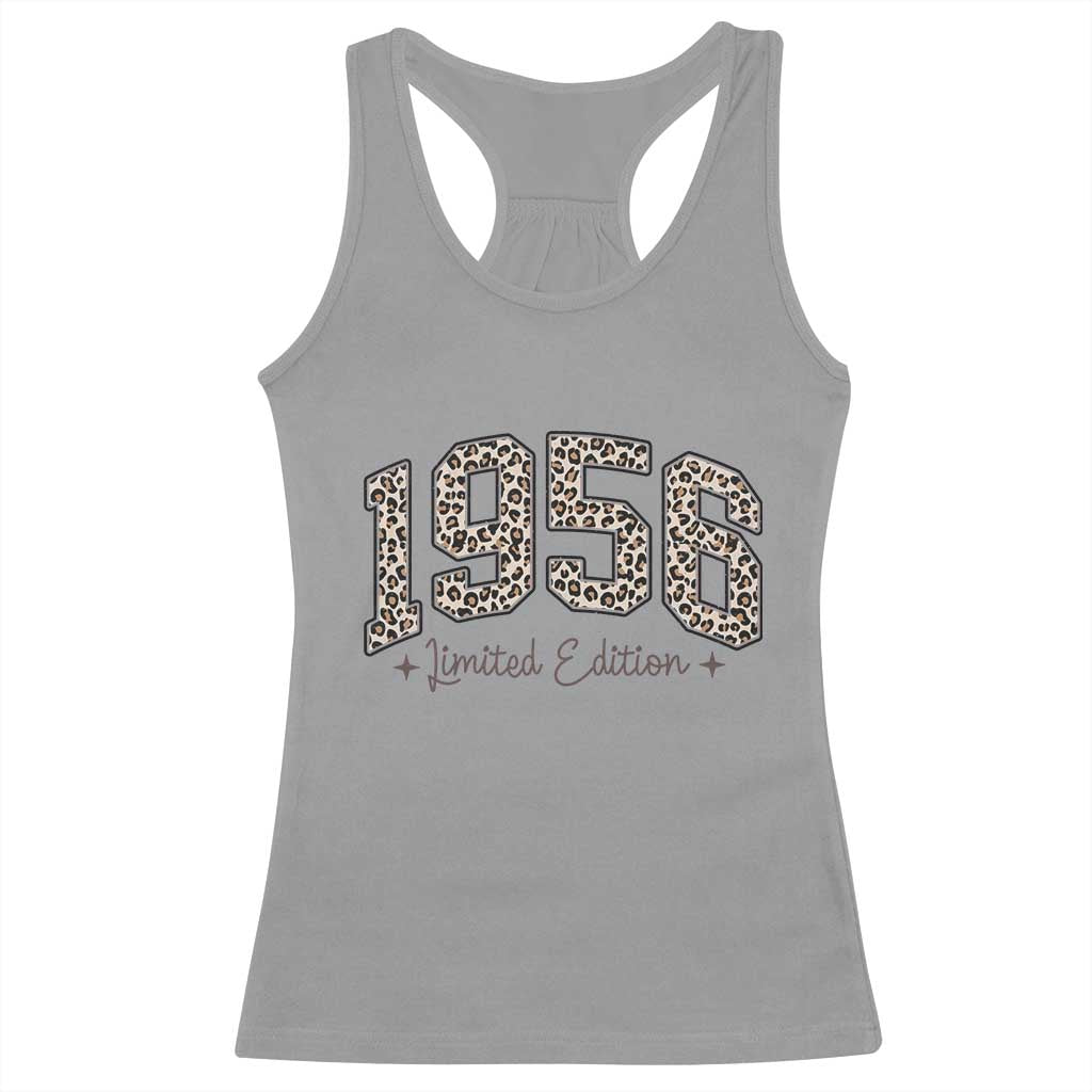 1956 Retro Birthday Racerback Tank Top 70 Year Old Leopard 70th Birthday Gifts For Women TS10 Sport Gray Print Your Wear