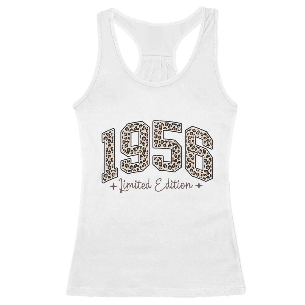 1956 Retro Birthday Racerback Tank Top 70 Year Old Leopard 70th Birthday Gifts For Women TS10 White Print Your Wear