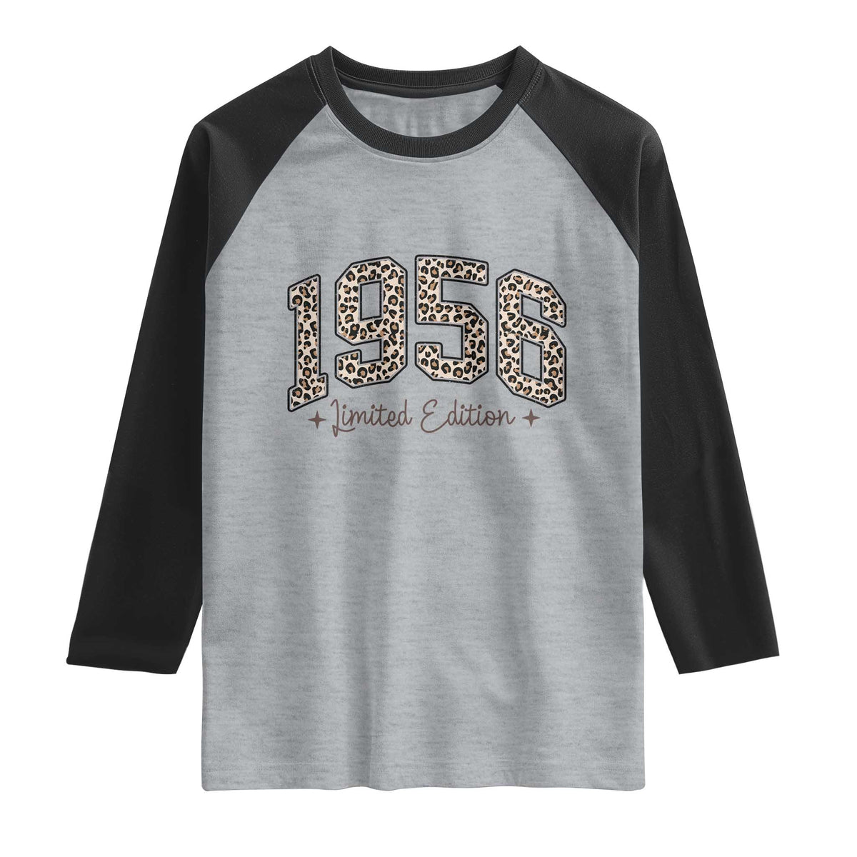 1956 Retro Birthday Raglan Shirt 70 Year Old Leopard 70th Birthday Gifts For Women TS10 Heather Gray Black Print Your Wear