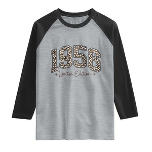 1956 Retro Birthday Raglan Shirt 70 Year Old Leopard 70th Birthday Gifts For Women TS10 Heather Gray Black Print Your Wear