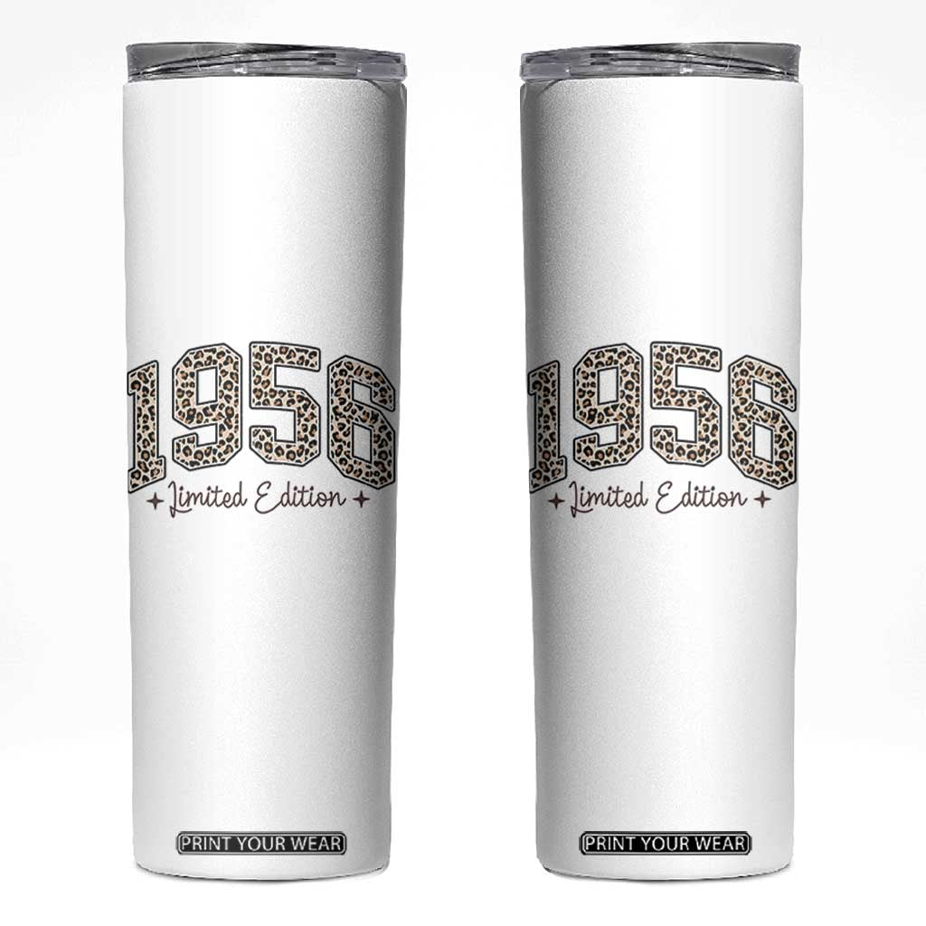 1956 Retro Birthday Skinny Tumbler 70 Year Old Leopard 70th Birthday Gifts For Women TS10 White Print Your Wear