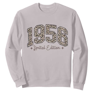 1956 Retro Birthday Sweatshirt 70 Year Old Leopard 70th Birthday Gifts For Women TS10 Ice Gray Print Your Wear