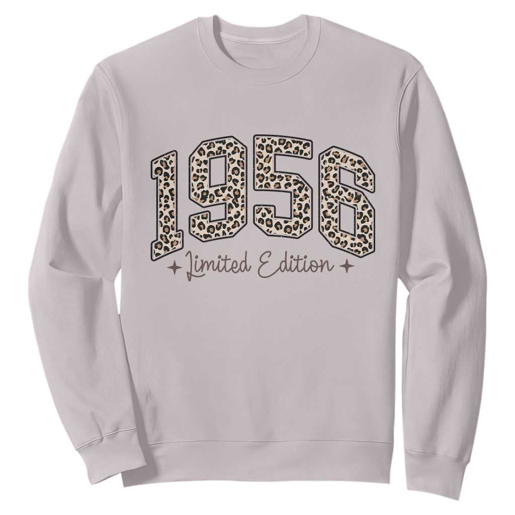 1956 Retro Birthday Sweatshirt 70 Year Old Leopard 70th Birthday Gifts For Women TS10 Ice Gray Print Your Wear