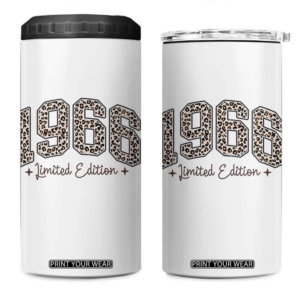 1966 Retro Birthday 4 in 1 Can Cooler Tumbler 60 Year Old Leopard 60th Birthday Gifts For Women TS10 One Size: 16 oz White Print Your Wear