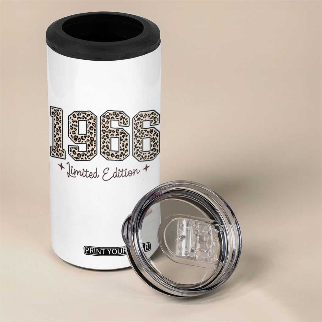 1966 Retro Birthday 4 in 1 Can Cooler Tumbler 60 Year Old Leopard 60th Birthday Gifts For Women TS10 Print Your Wear
