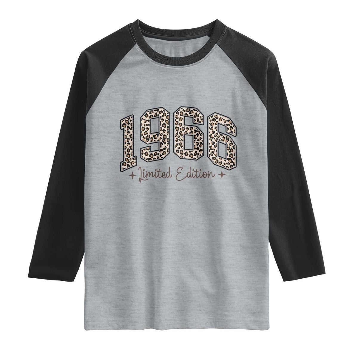 1966 Retro Birthday Raglan Shirt 60 Year Old Leopard 60th Birthday Gifts For Women TS10 Heather Gray Black Print Your Wear