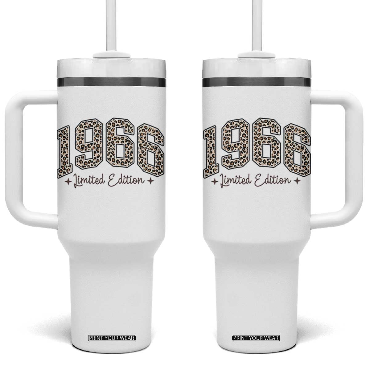 1966 Retro Birthday Tumbler With Handle 60 Year Old Leopard 60th Birthday Gifts For Women TS10 One Size: 40 oz White Print Your Wear