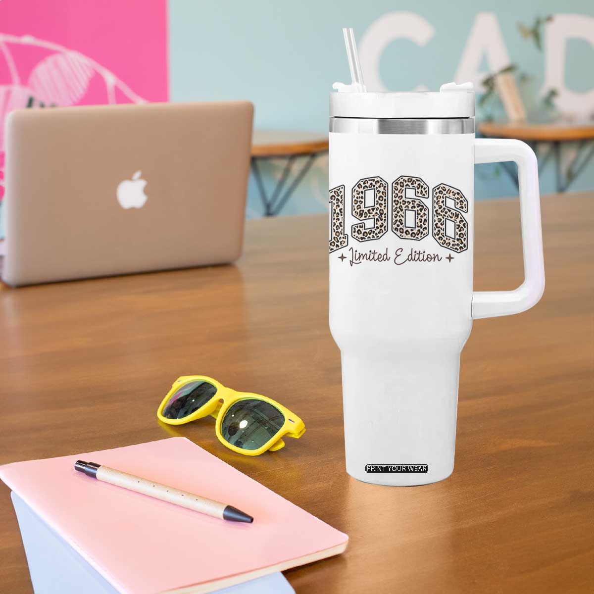 1966 Retro Birthday Tumbler With Handle 60 Year Old Leopard 60th Birthday Gifts For Women TS10 Print Your Wear