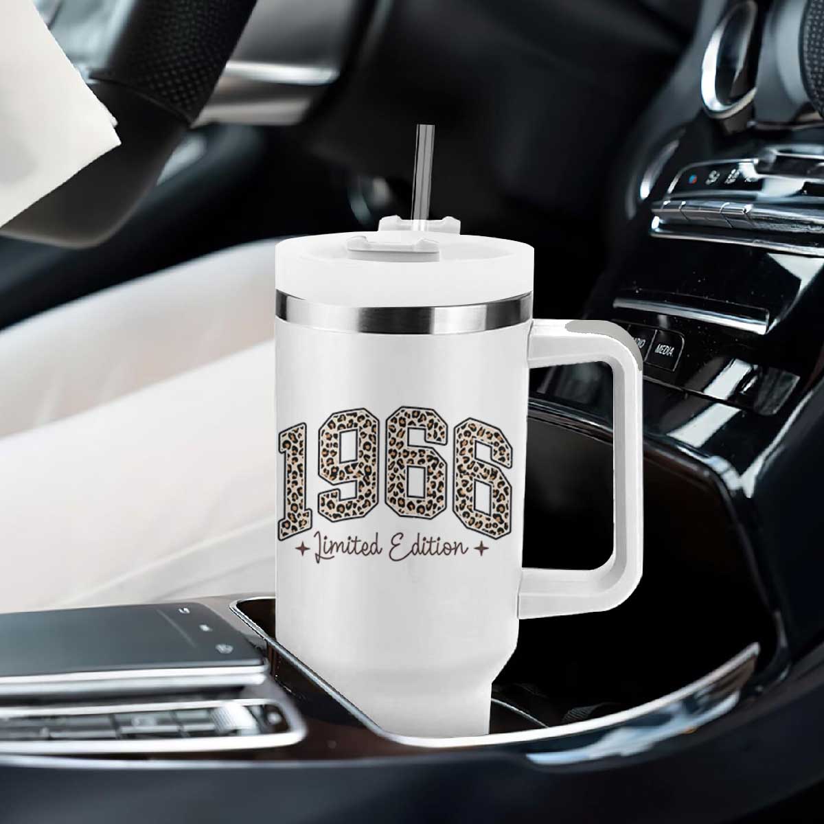 1966 Retro Birthday Tumbler With Handle 60 Year Old Leopard 60th Birthday Gifts For Women TS10 Print Your Wear