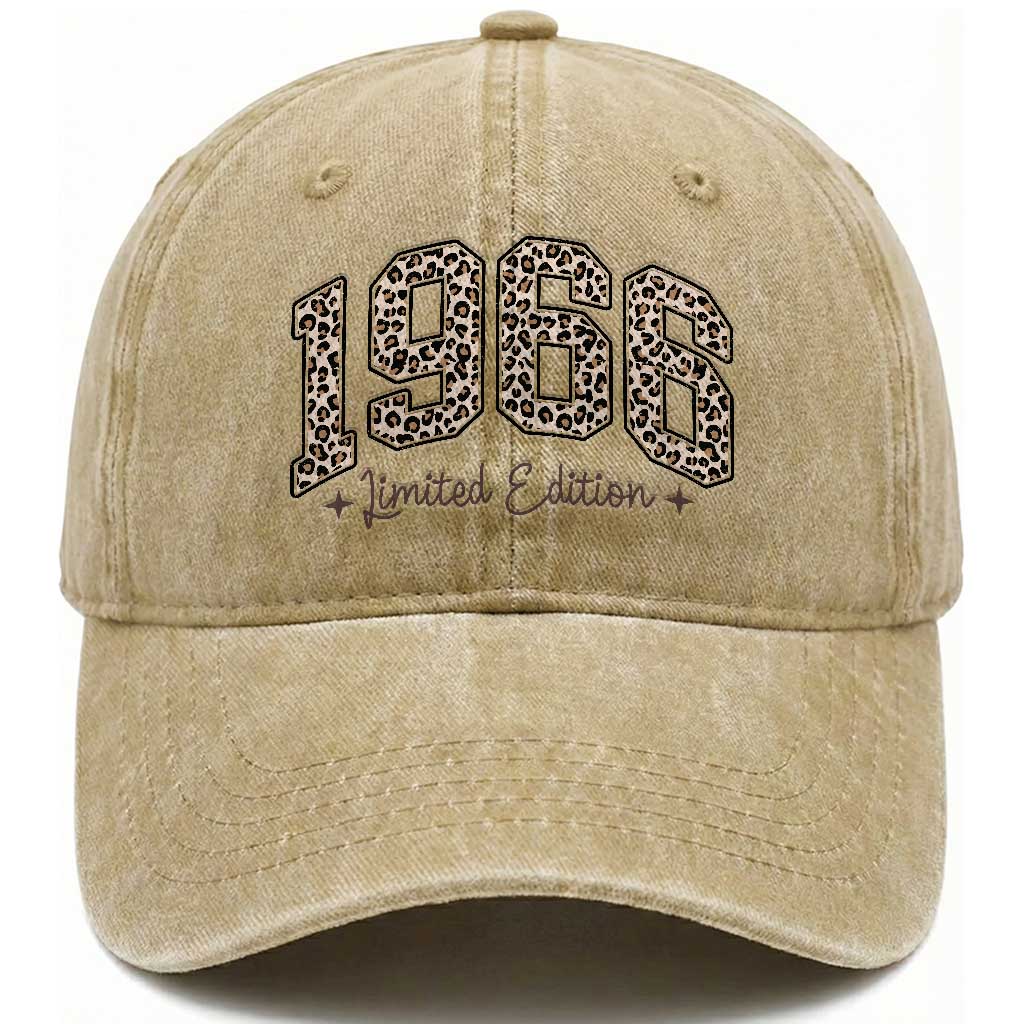 1966 Retro Birthday Washed Cotton Baseball Cap 60 Year Old Leopard 60th Birthday Gifts For Women TS10 Print Your Wear