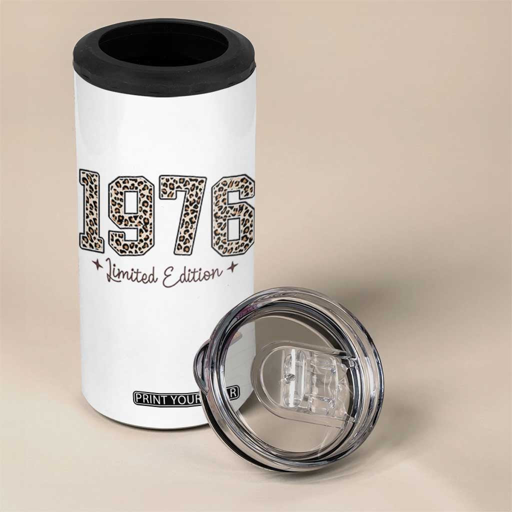 1976 Retro Birthday 4 in 1 Can Cooler Tumbler 50 Year Old Leopard 50th Birthday Gifts For Women TS10 Print Your Wear