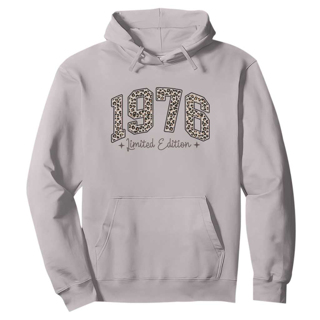 1976 Retro Birthday Hoodie 50 Year Old Leopard 50th Birthday Gifts For Women TS10 Ice Gray Print Your Wear