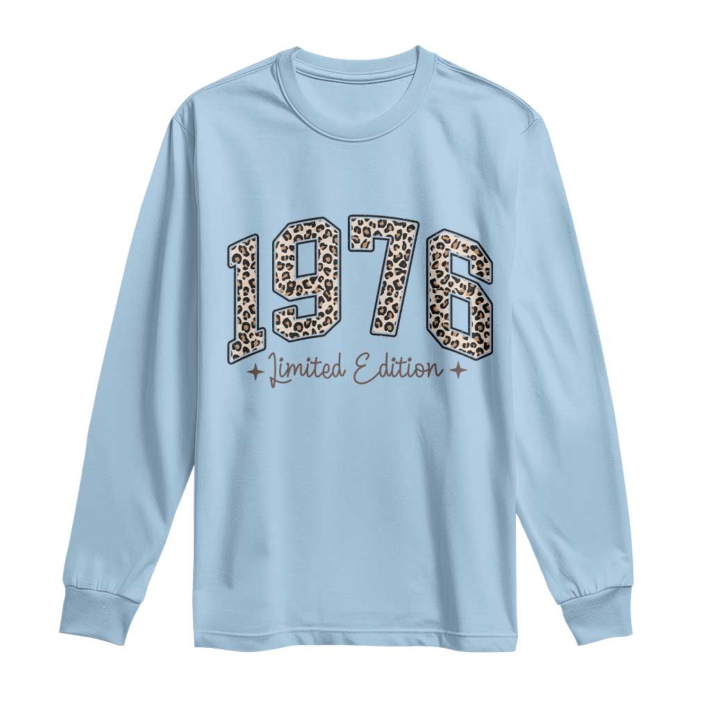 1976 Retro Birthday Long Sleeve Shirt 50 Year Old Leopard 50th Birthday Gifts For Women TS10 Light Blue Print Your Wear