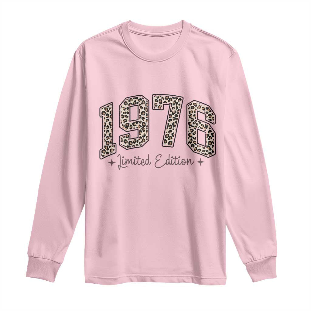 1976 Retro Birthday Long Sleeve Shirt 50 Year Old Leopard 50th Birthday Gifts For Women TS10 Light Pink Print Your Wear