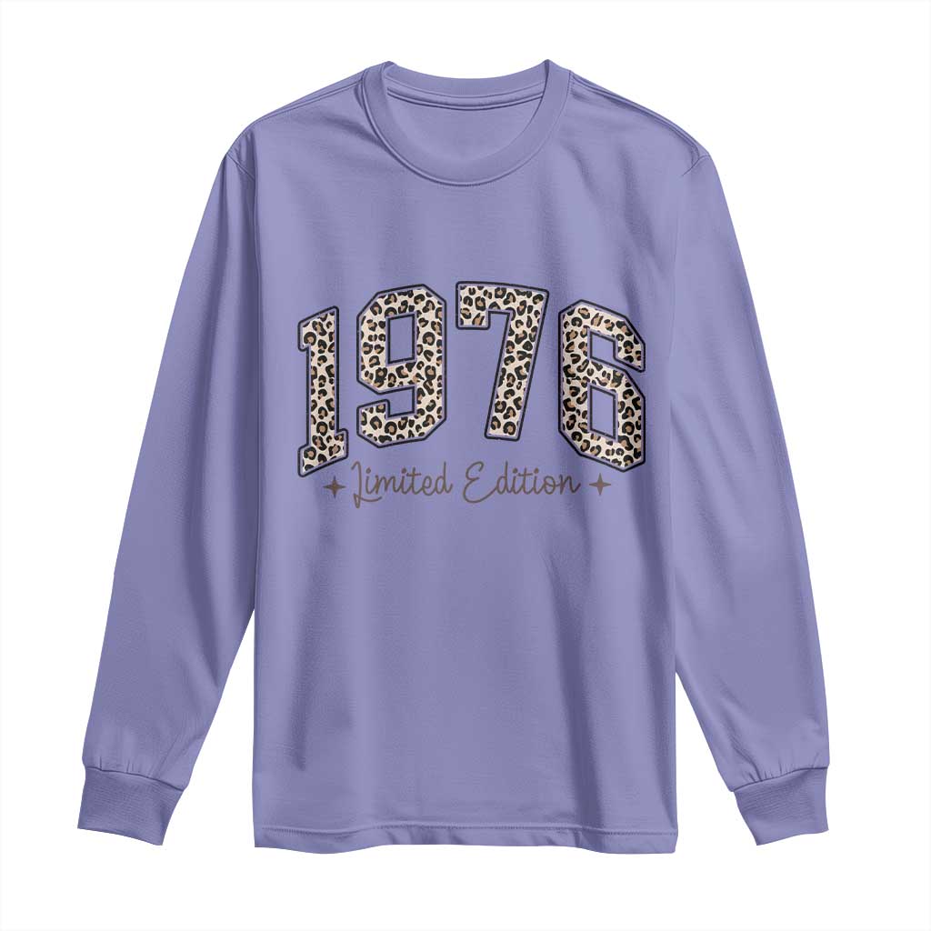 1976 Retro Birthday Long Sleeve Shirt 50 Year Old Leopard 50th Birthday Gifts For Women TS10 Violet Print Your Wear
