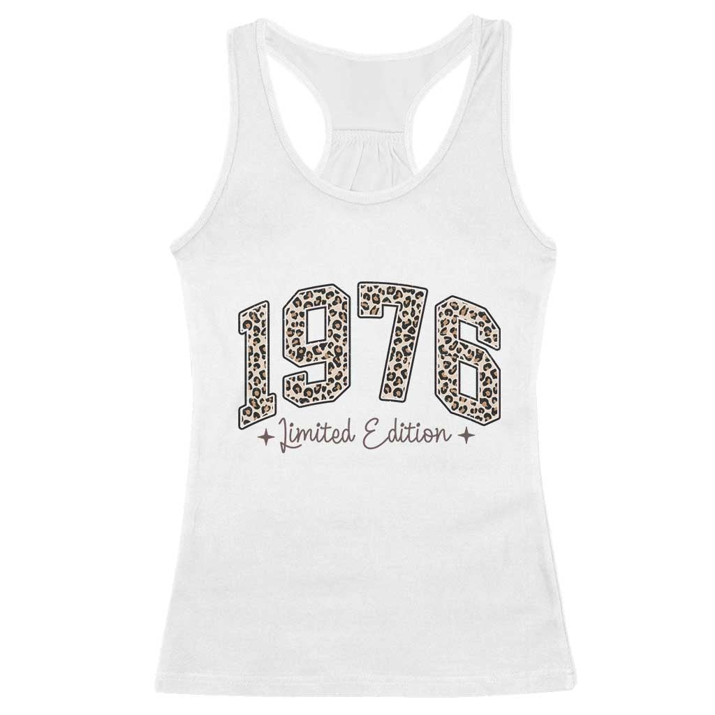 1976 Retro Birthday Racerback Tank Top 50 Year Old Leopard 50th Birthday Gifts For Women TS10 White Print Your Wear