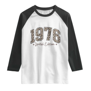1976 Retro Birthday Raglan Shirt 50 Year Old Leopard 50th Birthday Gifts For Women TS10 White Black Print Your Wear