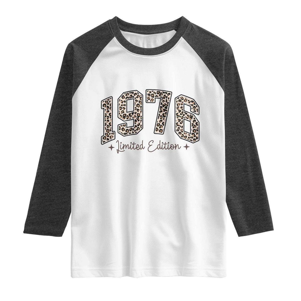 1976 Retro Birthday Raglan Shirt 50 Year Old Leopard 50th Birthday Gifts For Women TS10 White Heather Charcoal Print Your Wear