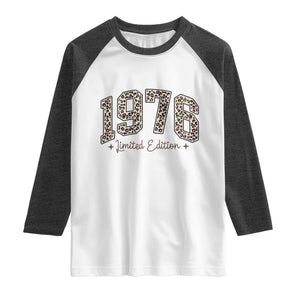 1976 Retro Birthday Raglan Shirt 50 Year Old Leopard 50th Birthday Gifts For Women TS10 White Heather Charcoal Print Your Wear