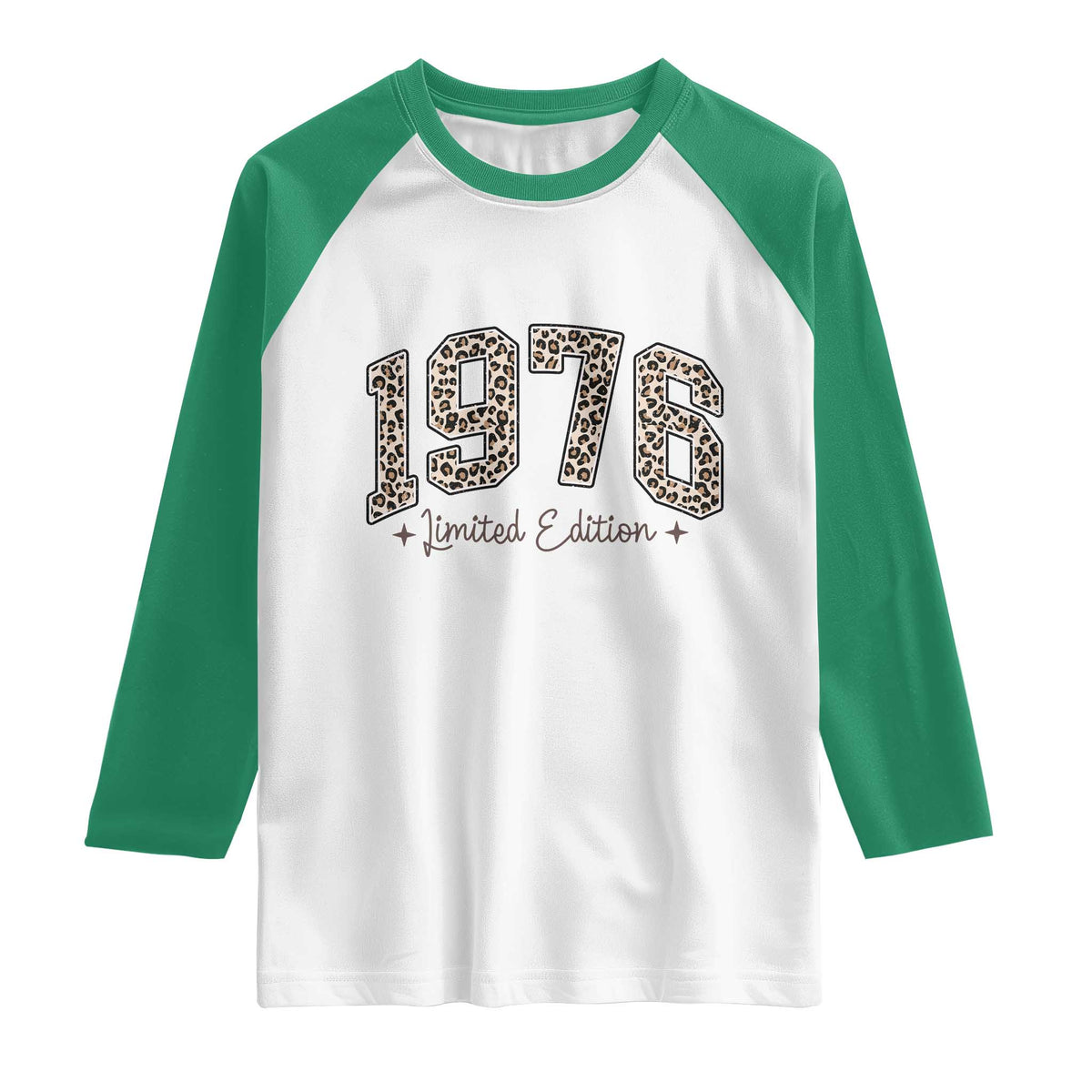 1976 Retro Birthday Raglan Shirt 50 Year Old Leopard 50th Birthday Gifts For Women TS10 White Kelly Green Print Your Wear