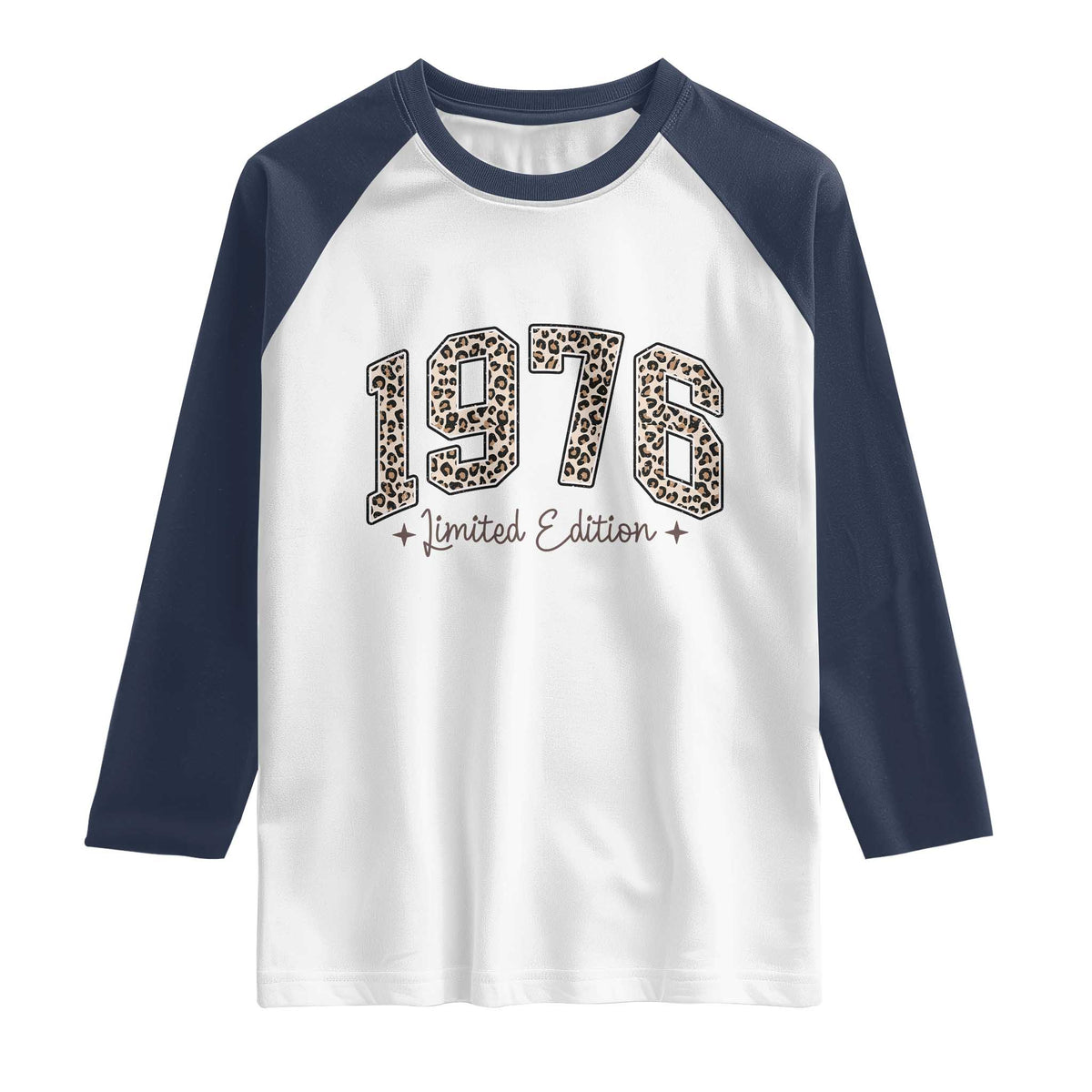1976 Retro Birthday Raglan Shirt 50 Year Old Leopard 50th Birthday Gifts For Women TS10 White Navy Print Your Wear