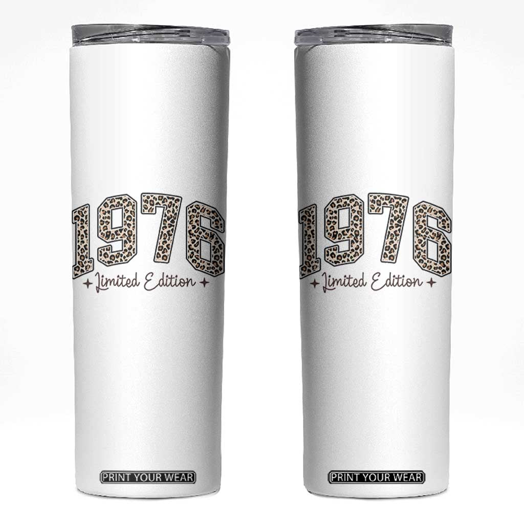1976 Retro Birthday Skinny Tumbler 50 Year Old Leopard 50th Birthday Gifts For Women TS10 White Print Your Wear