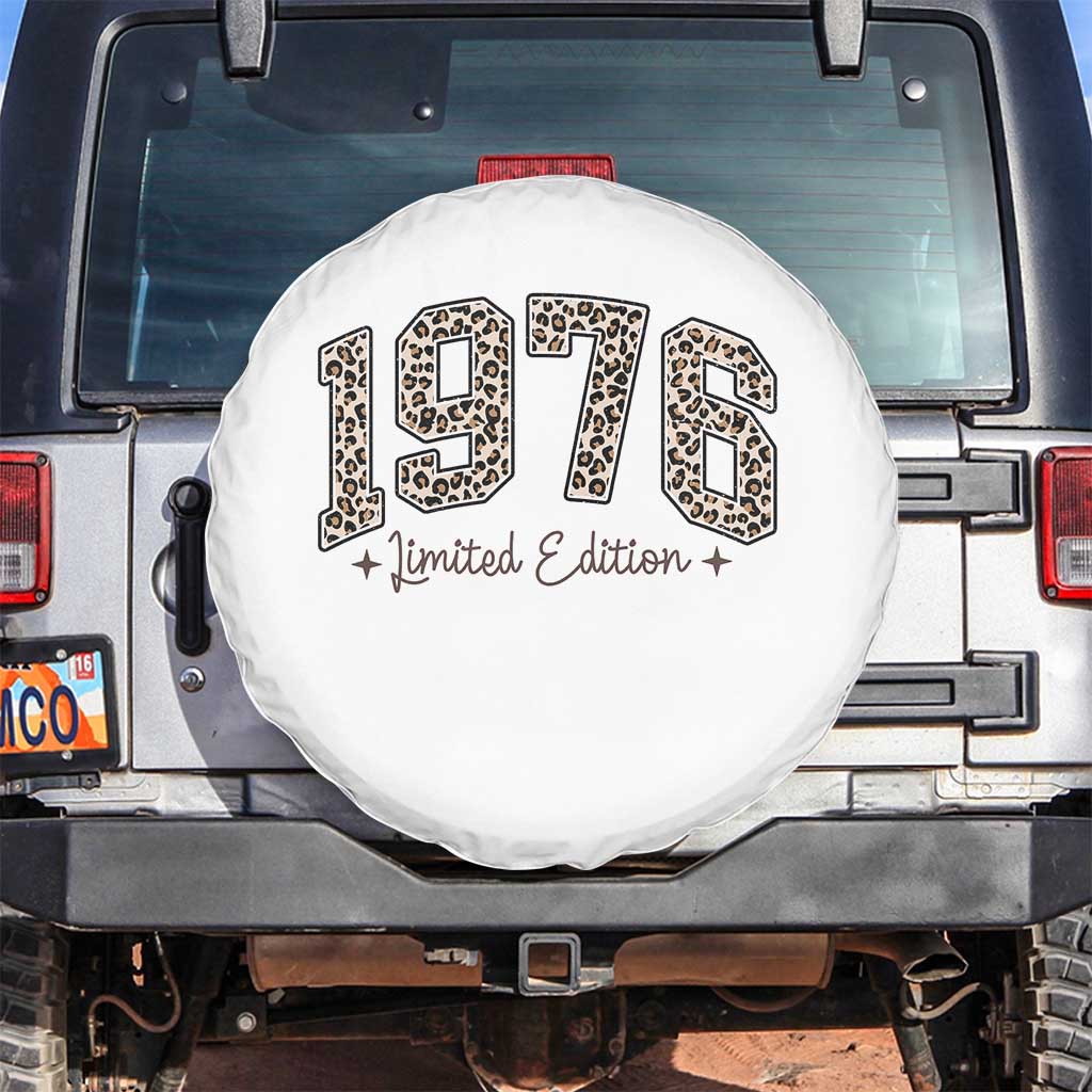 1976 Retro Birthday Spare Tire Cover 50 Year Old Leopard 50th Birthday Gifts For Women TS10 No hole White Print Your Wear
