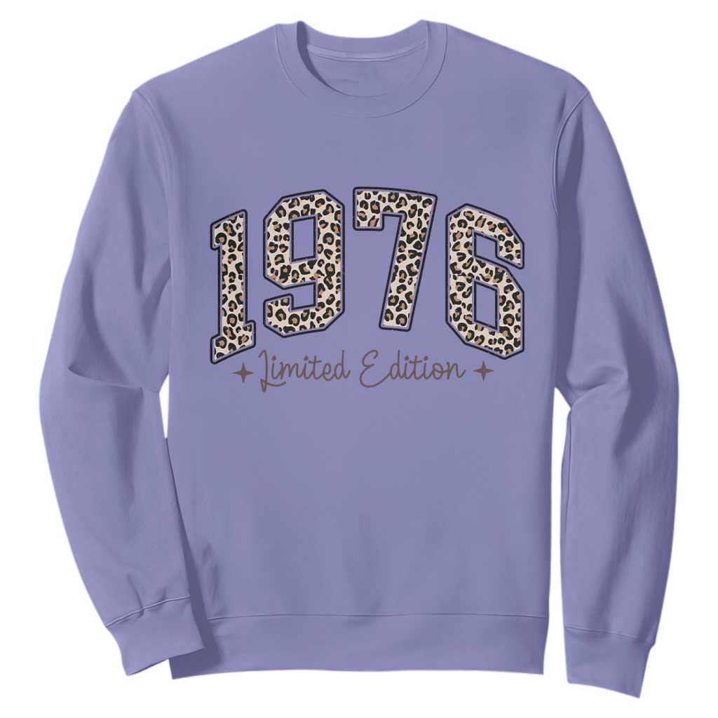 1976 Retro Birthday Sweatshirt 50 Year Old Leopard 50th Birthday Gifts For Women TS10 Violet Print Your Wear