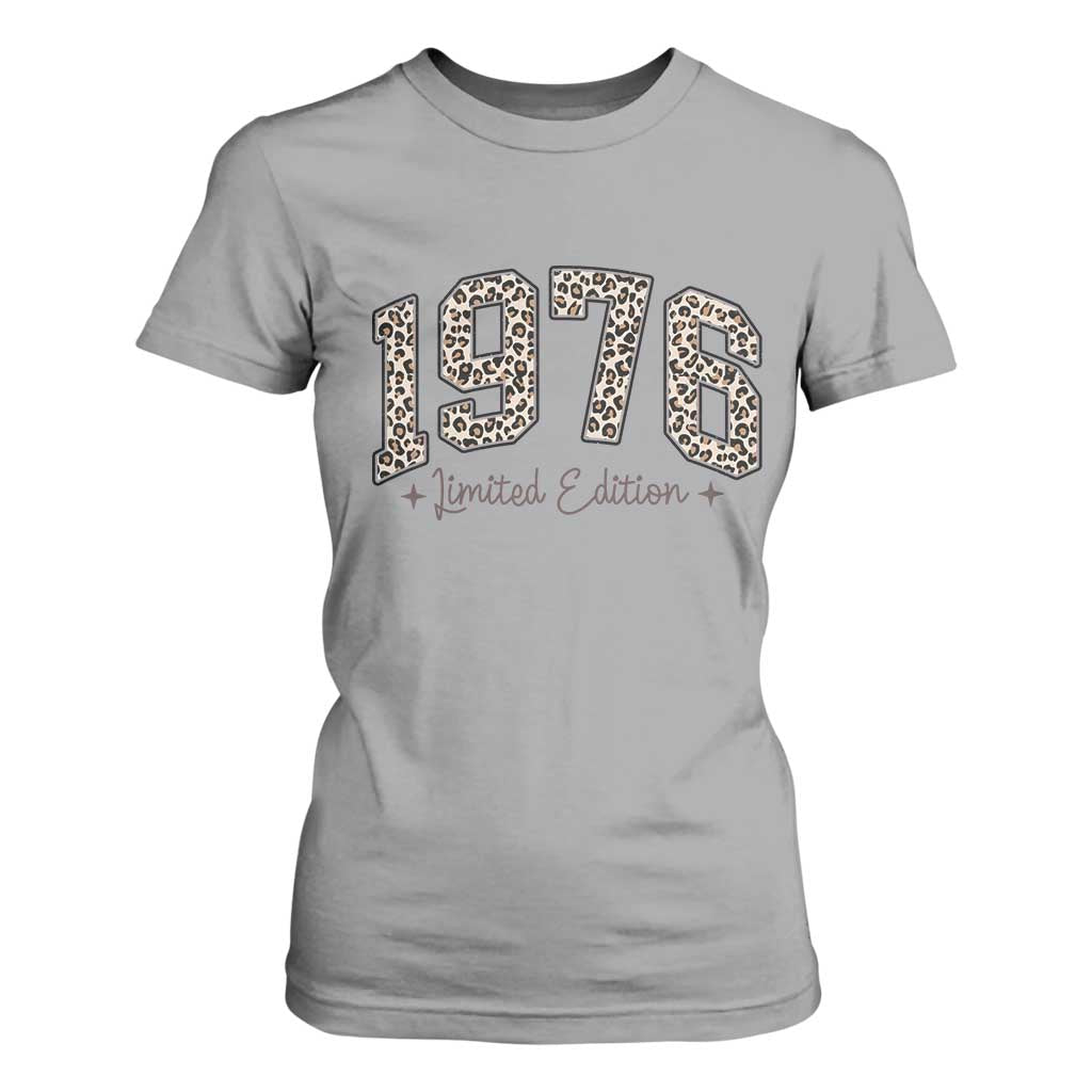 1976 Retro Birthday T Shirt For Women 50 Year Old Leopard 50th Birthday Gifts For Women TS10 Sport Gray Print Your Wear