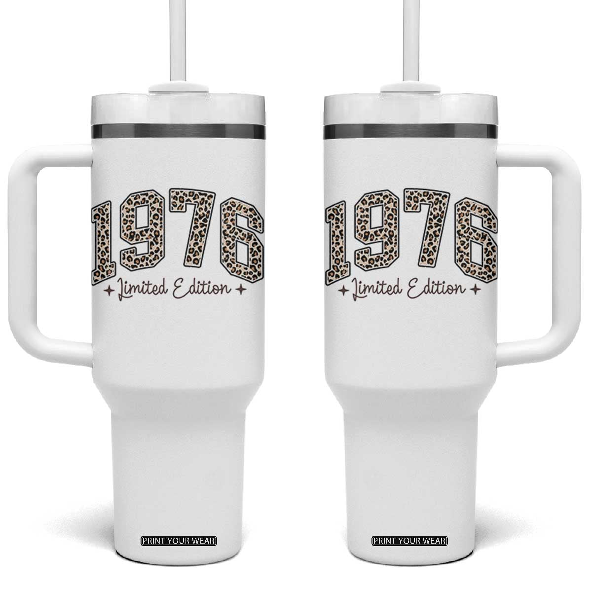 1976 Retro Birthday Tumbler With Handle 50 Year Old Leopard 50th Birthday Gifts For Women TS10 One Size: 40 oz White Print Your Wear