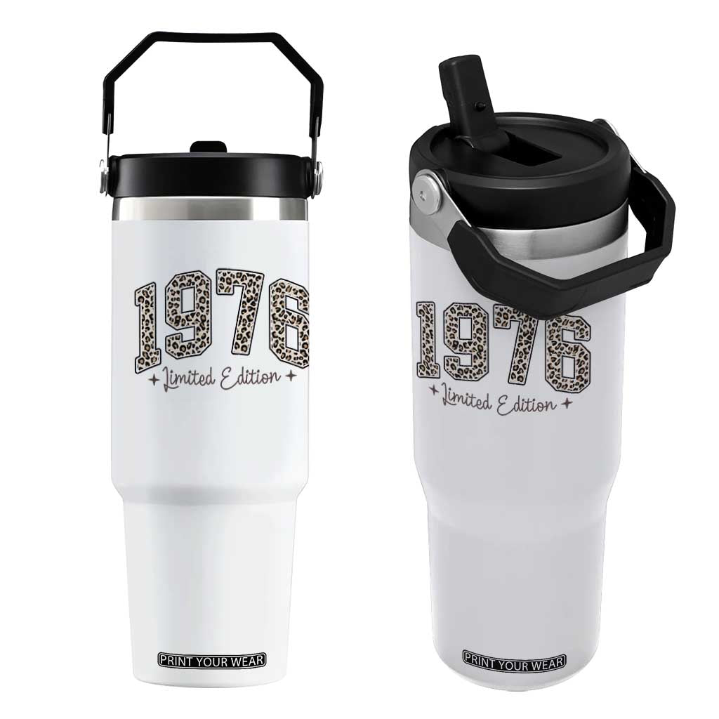 1976 Retro Birthday Flip Straw Tumbler 50 Year Old Leopard 50th Birthday Gifts For Women TS10 One Size: 30 oz White Print Your Wear