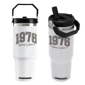1976 Retro Birthday Flip Straw Tumbler 50 Year Old Leopard 50th Birthday Gifts For Women TS10 One Size: 30 oz White Print Your Wear