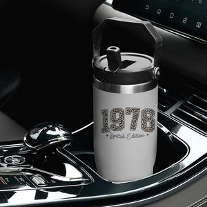 1976 Retro Birthday Flip Straw Tumbler 50 Year Old Leopard 50th Birthday Gifts For Women TS10 Print Your Wear