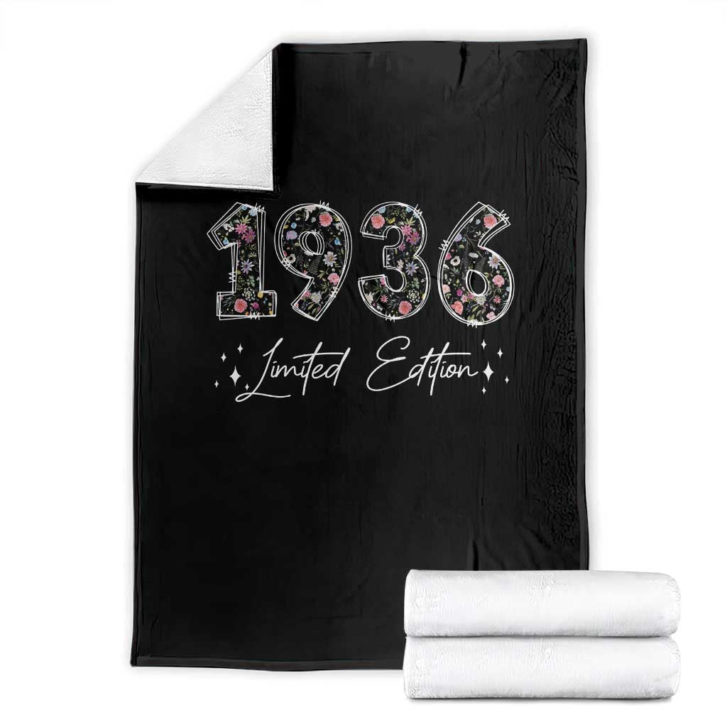 90th Birthday Throw Blanket Floral 1936 90 Year Old Birthday Gifts For Women TS10 Black Print Your Wear