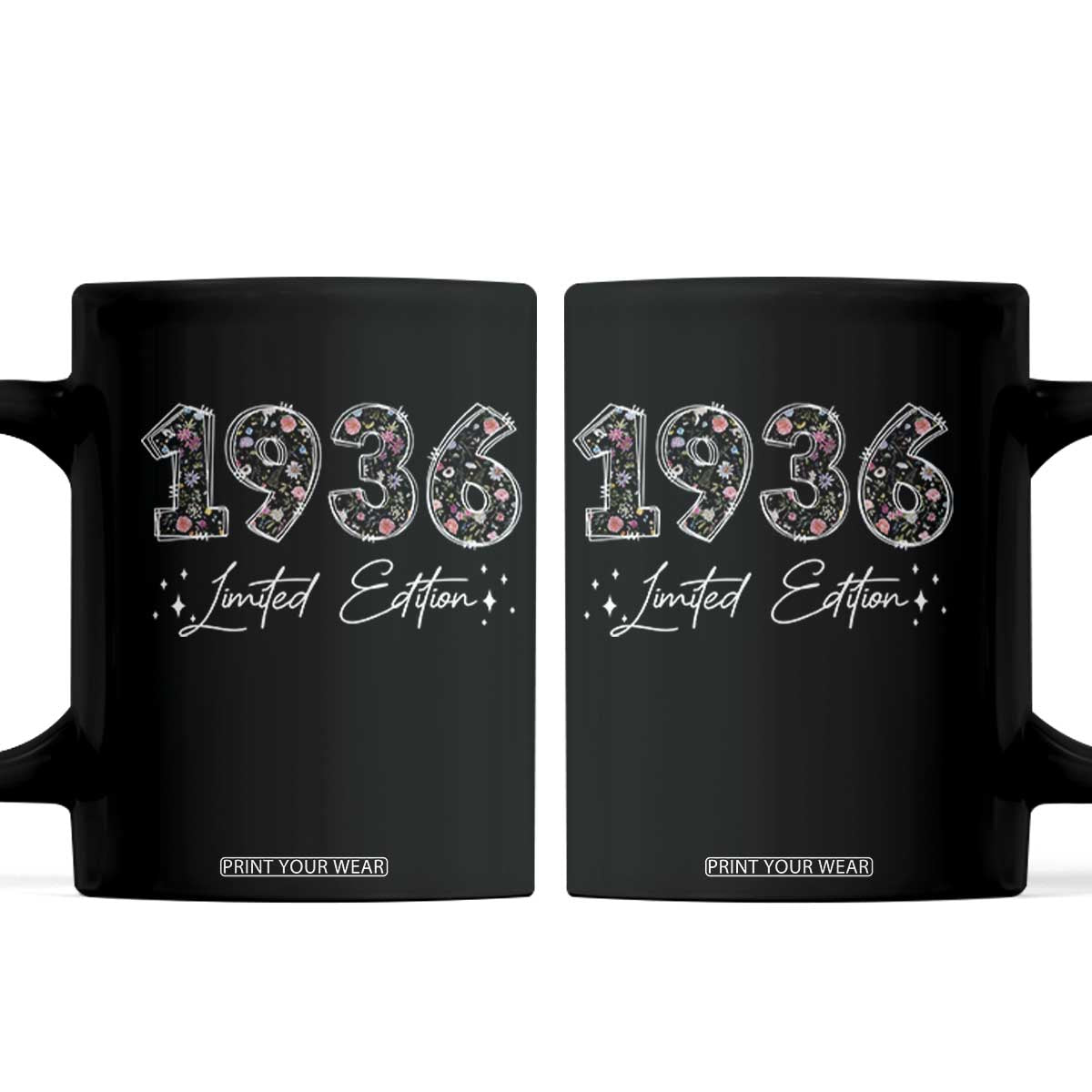 90th Birthday Coffee Mug Floral 1936 90 Year Old Birthday Gifts For Women TS10 Black Print Your Wear