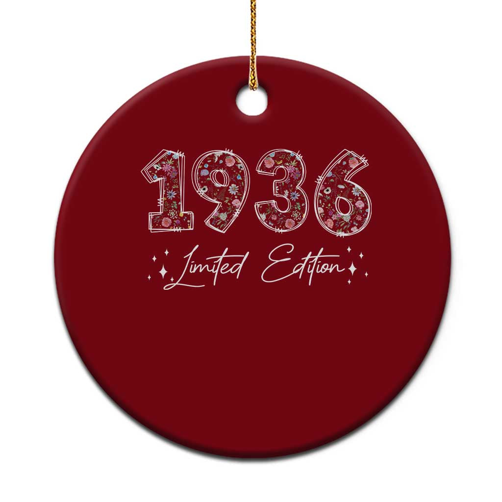 90th Birthday Ceramic Ornament Floral 1936 90 Year Old Birthday Gifts For Women TS10 1pc Red Print Your Wear
