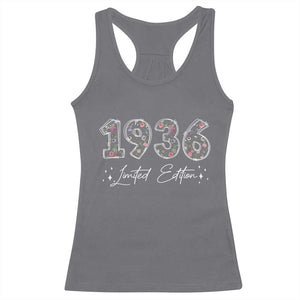90th Birthday Racerback Tank Top Floral 1936 90 Year Old Birthday Gifts For Women TS10 Charcoal Print Your Wear