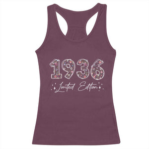 90th Birthday Racerback Tank Top Floral 1936 90 Year Old Birthday Gifts For Women TS10 Maroon Print Your Wear