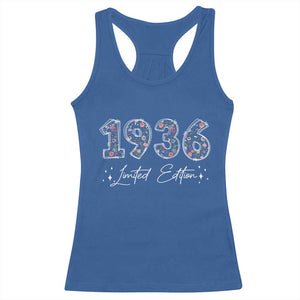 90th Birthday Racerback Tank Top Floral 1936 90 Year Old Birthday Gifts For Women TS10 Royal Blue Print Your Wear