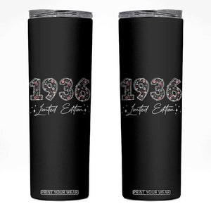 90th Birthday Skinny Tumbler Floral 1936 90 Year Old Birthday Gifts For Women TS10 Black Print Your Wear