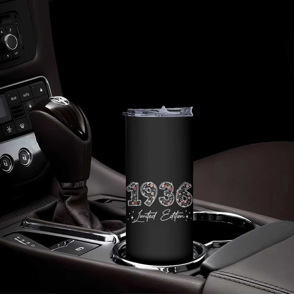 90th Birthday Skinny Tumbler Floral 1936 90 Year Old Birthday Gifts For Women TS10 Print Your Wear