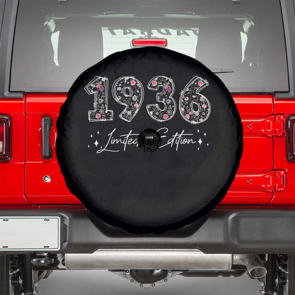90th Birthday Spare Tire Cover Floral 1936 90 Year Old Birthday Gifts For Women TS10 Black Print Your Wear