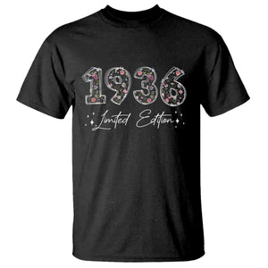 90th Birthday T Shirt Floral 1936 90 Year Old Birthday Gifts For Women TS10 Black Print Your Wear